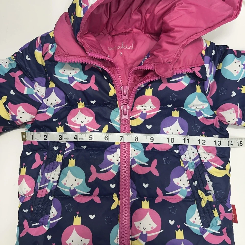 OneKid Size 2 Road Coat Car Seat Safe Down Filled Full Zip Puffer Coat Hooded